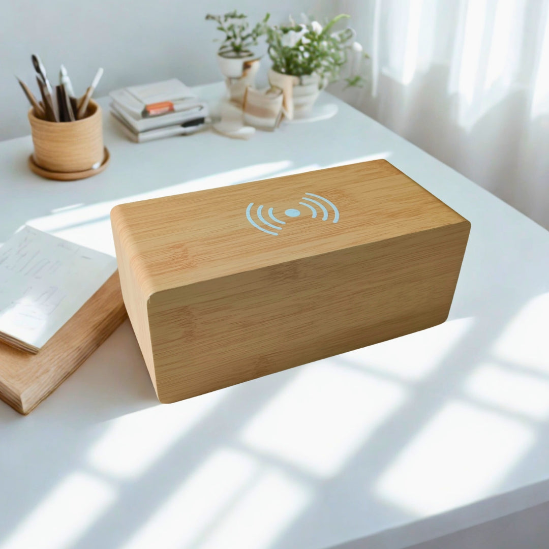 Wooden Rectangle Block With Digital Clock