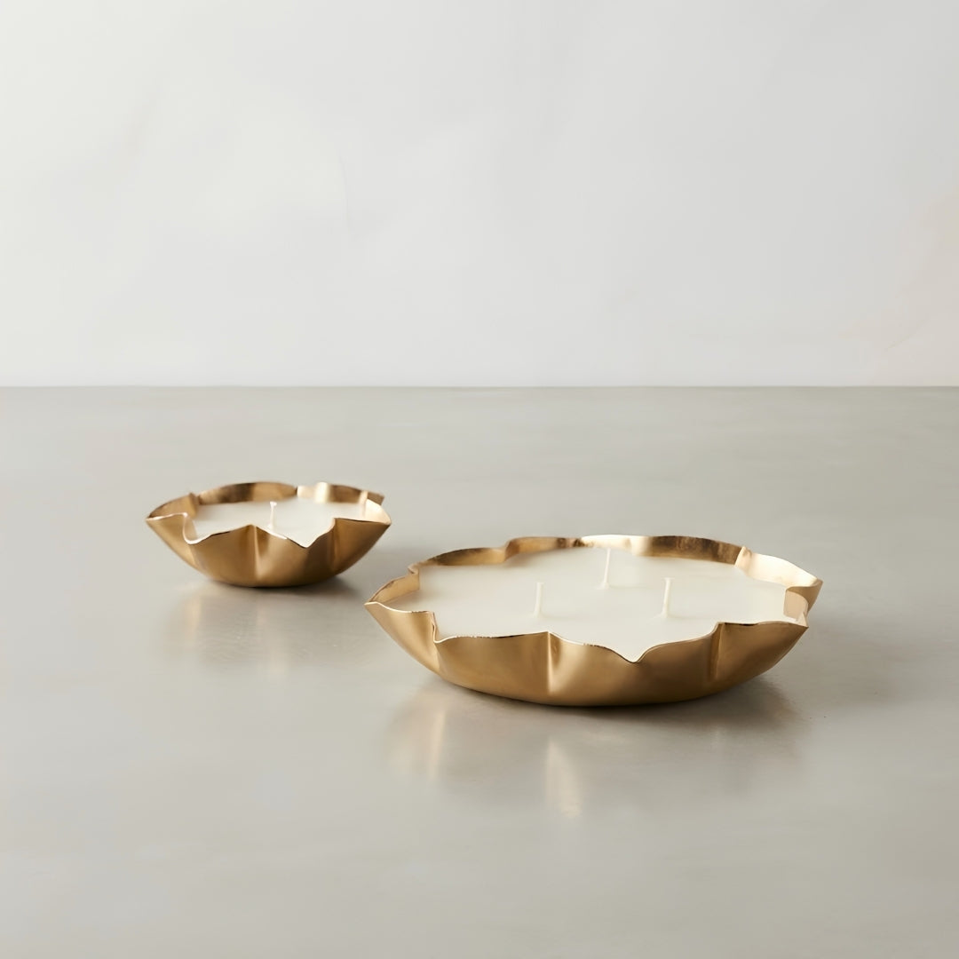 Luxury Gold-Rimmed Lotus Shape Scented Candle Gift Set OF 2