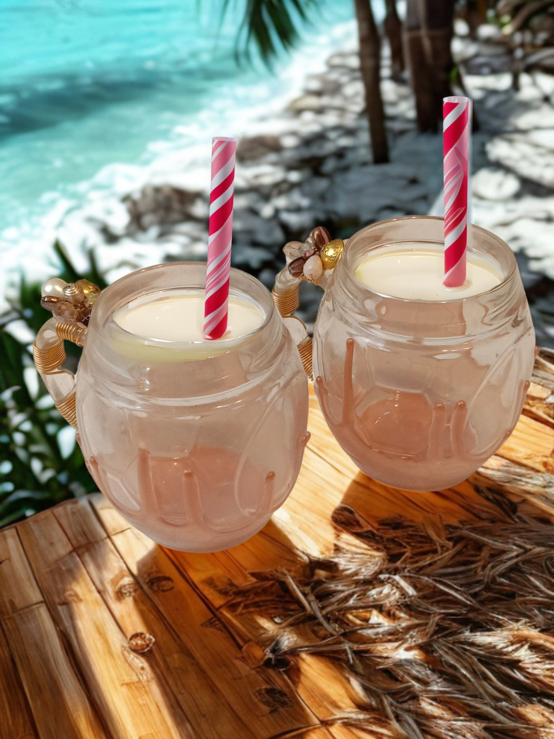 Peach Resin Football Filigree Cup Set of 2