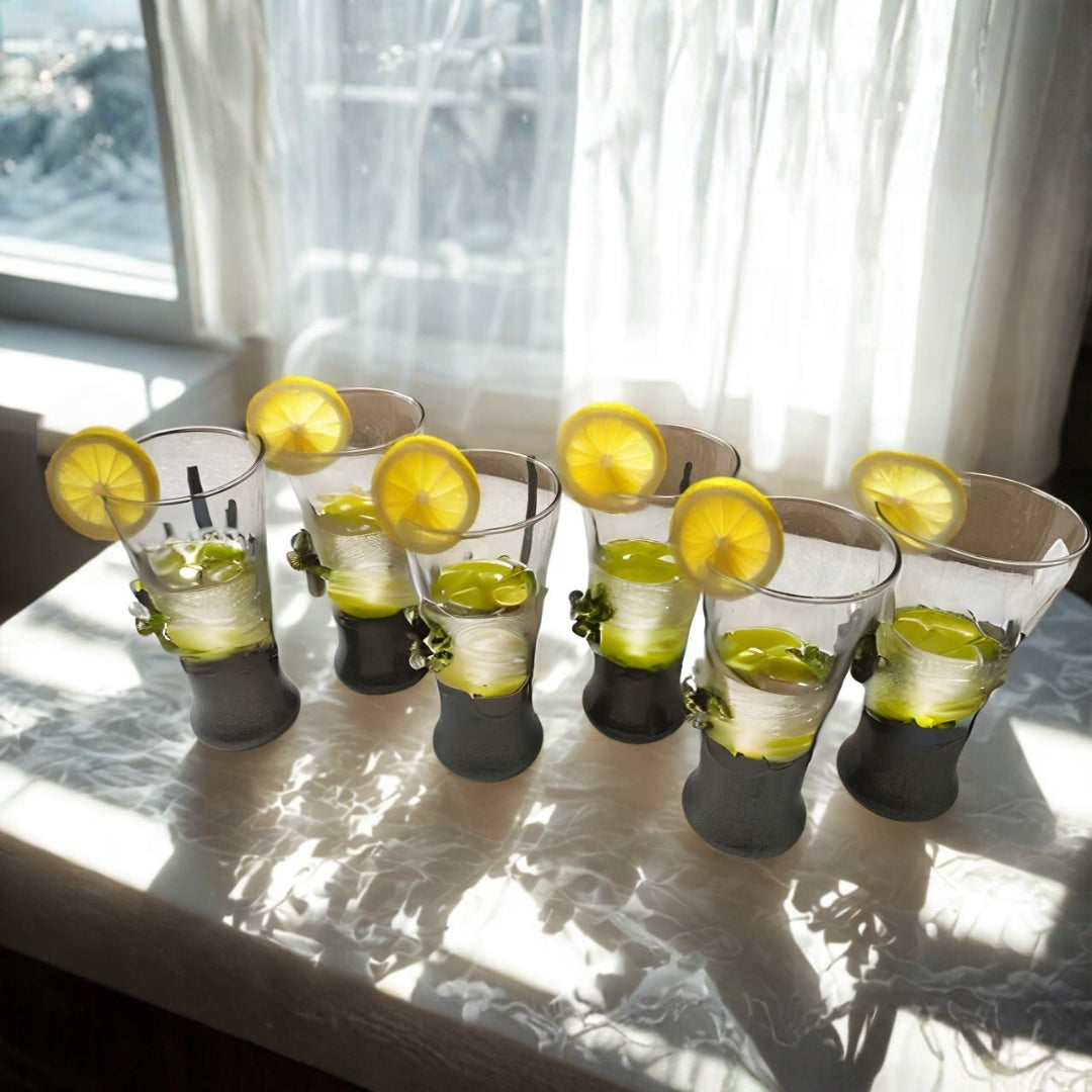 Grey Resin Mocktail Filigree Tall Glass Set of 6