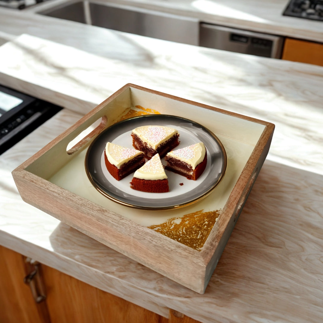 Gold Foil Square Design Tray