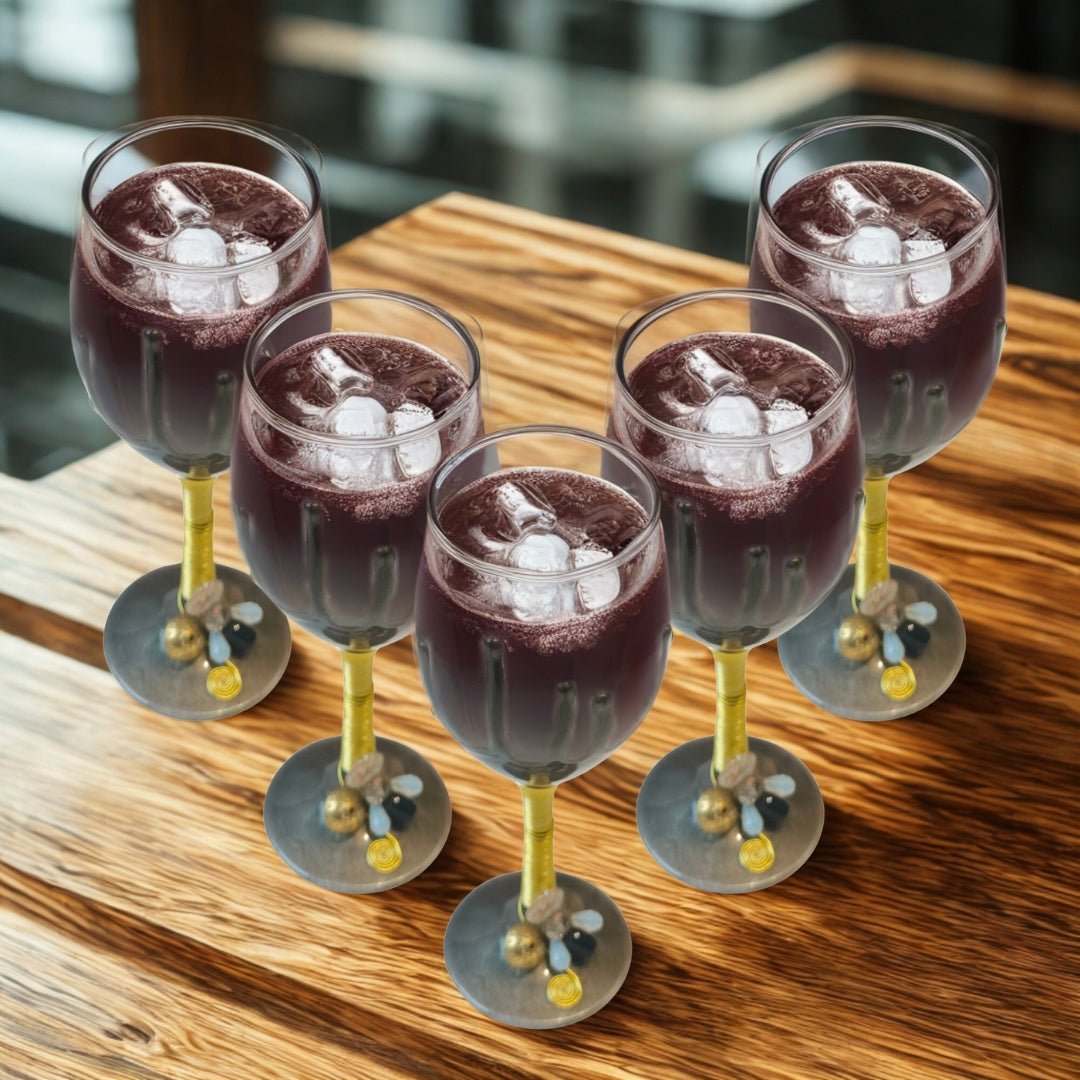 Grey Resin Champagne Filigree Glass Set of 5