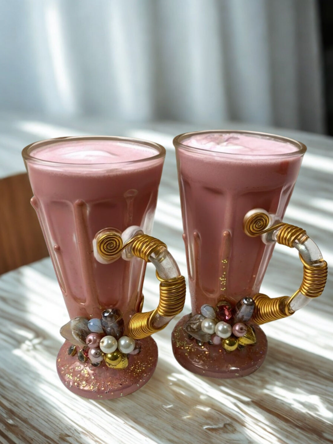 Pink Resin Mocktail Filigree Cup Set of 6