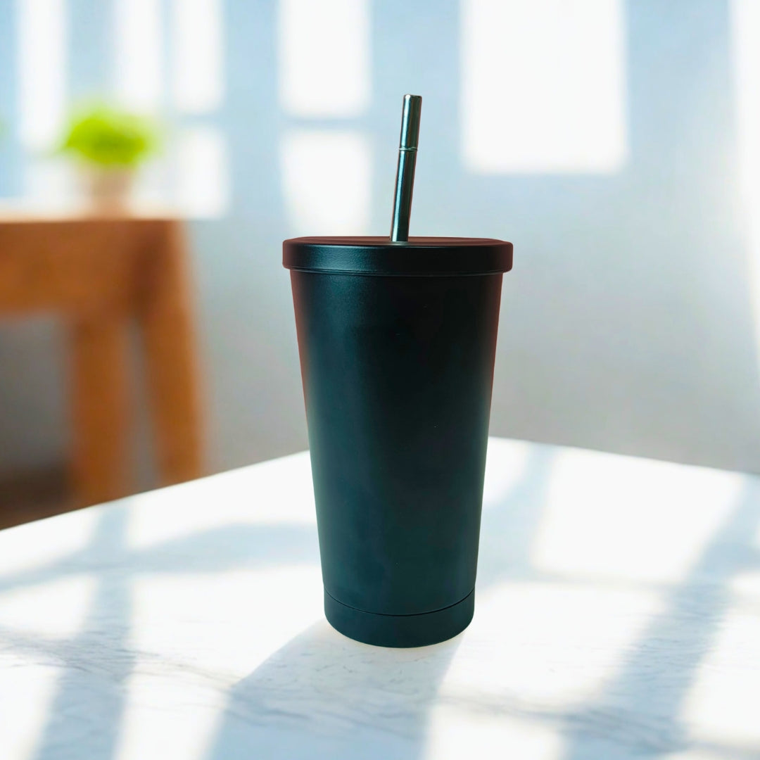 Black Stainless Steel Sipper WIth S.S Starw