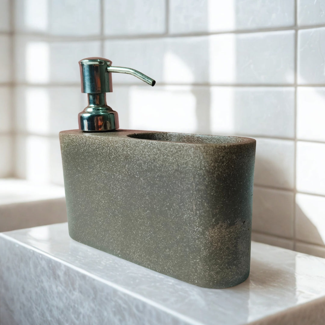 Polystone Dispenser with attached tumbler - brown