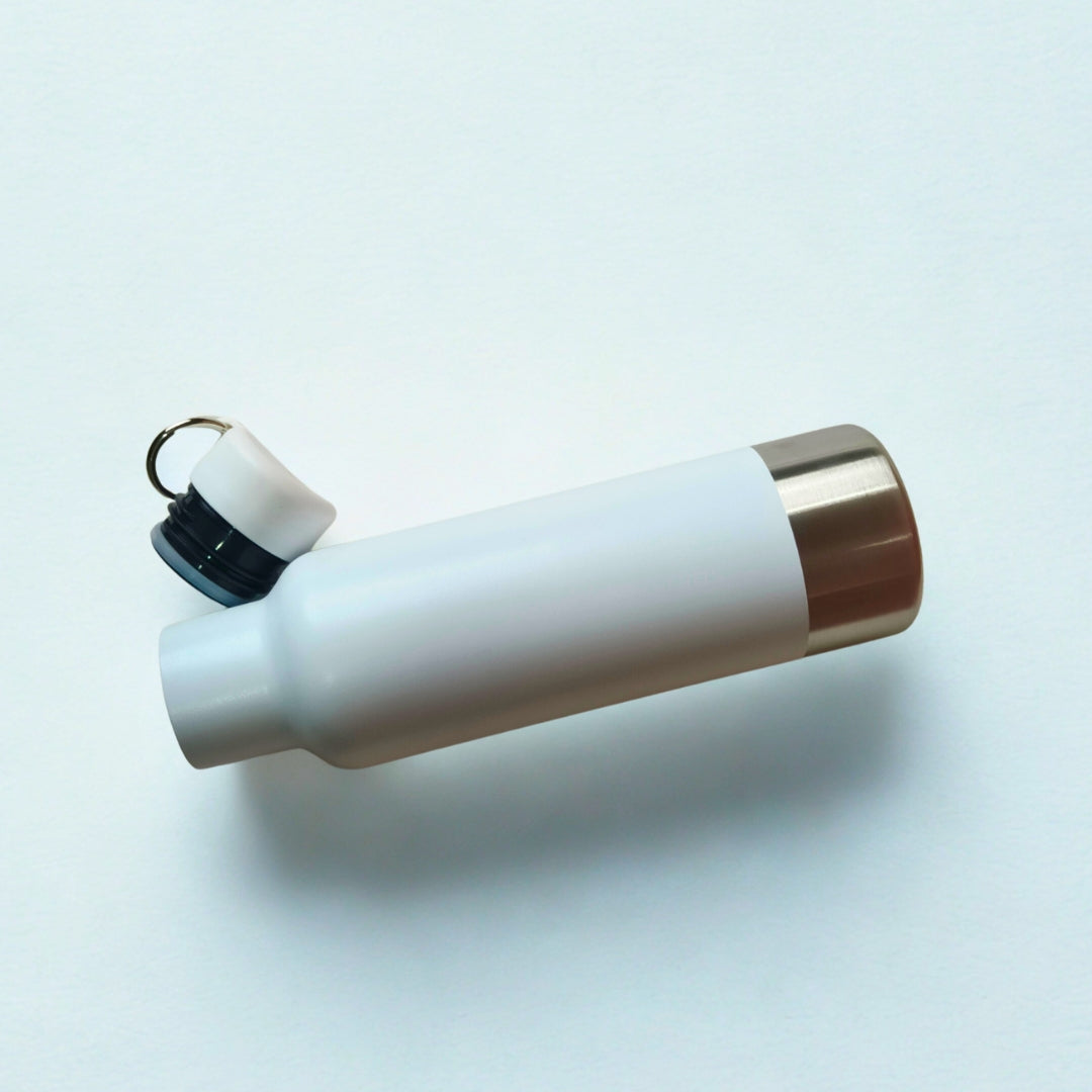 White Stainless Steel Bottle With Base And Ring Handle(750ml)
