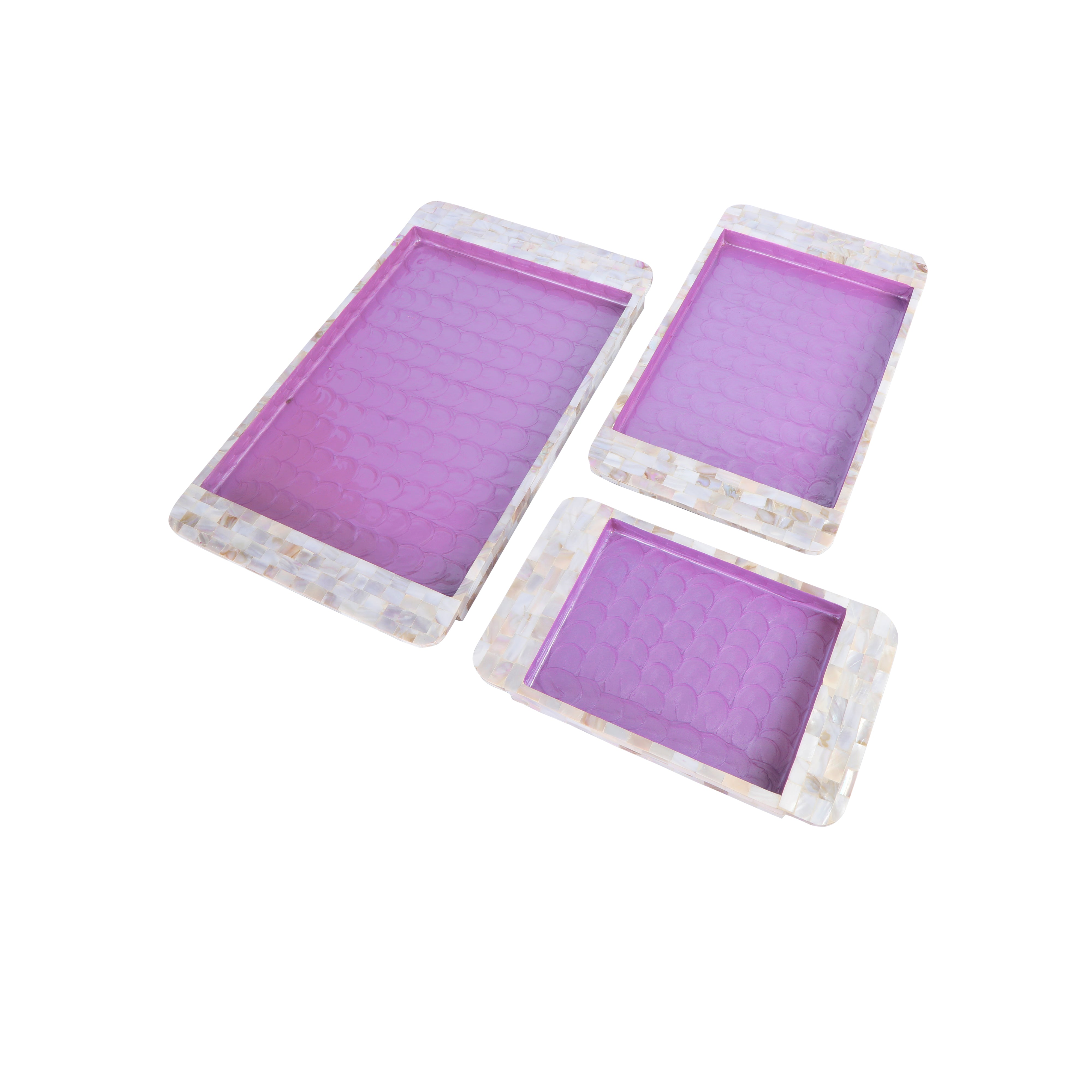 Tray Set of 3 - Purple Mother Of Pearl