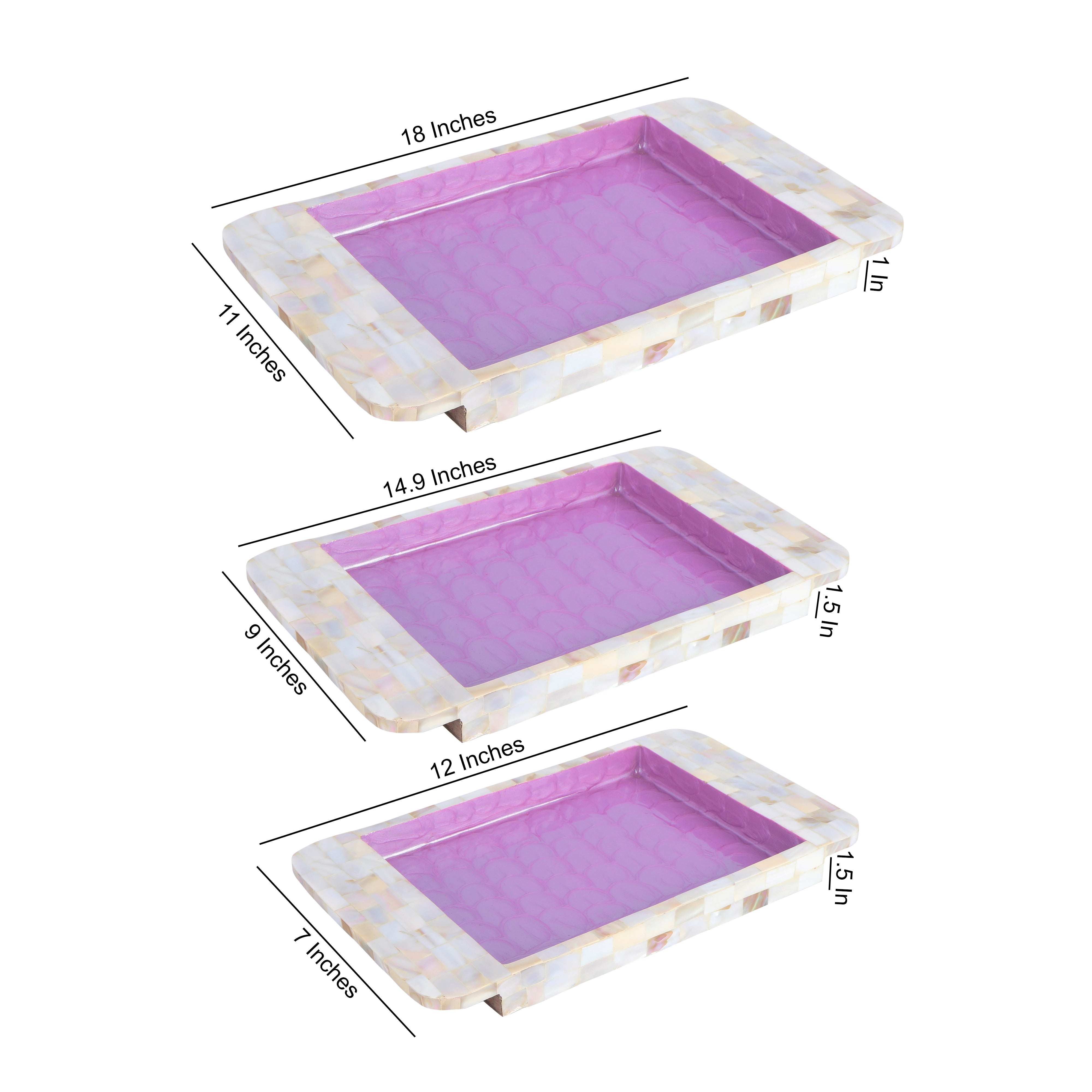 Tray Set of 3 - Purple Mother Of Pearl