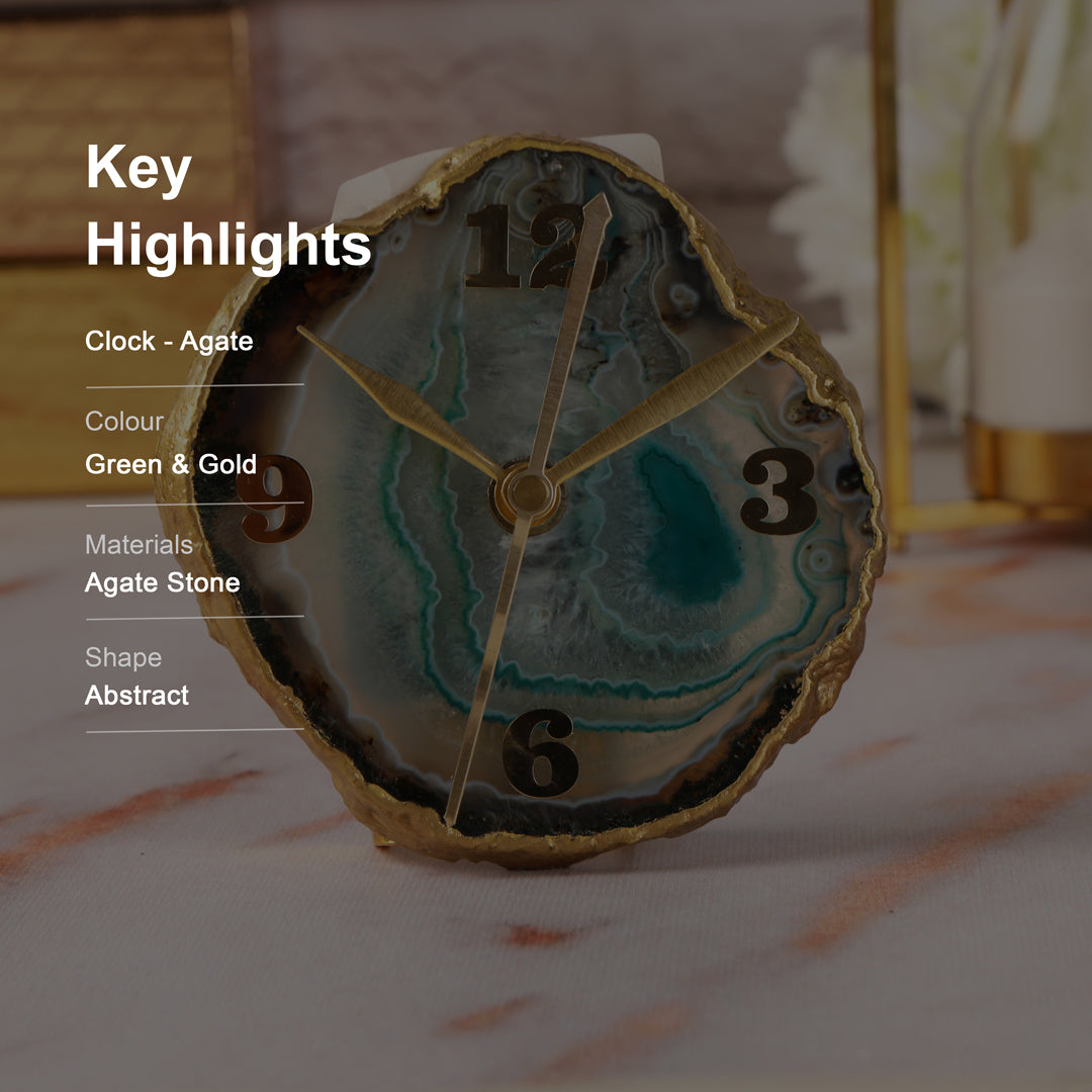 Agate Stone Desk Clock 11 - Analog Table Clock