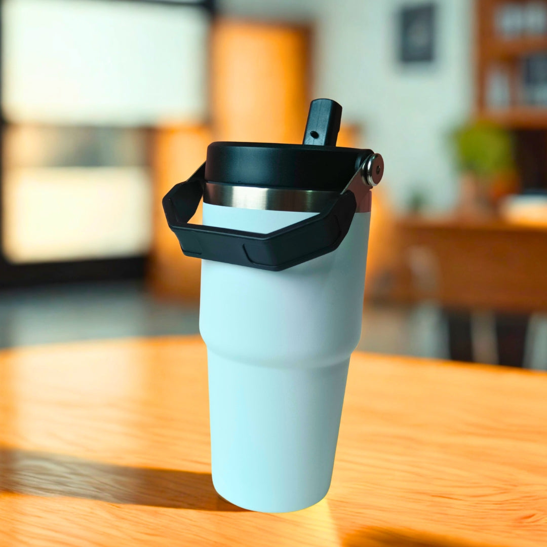 White Stainless Steel Insulated Sipper With Handle
