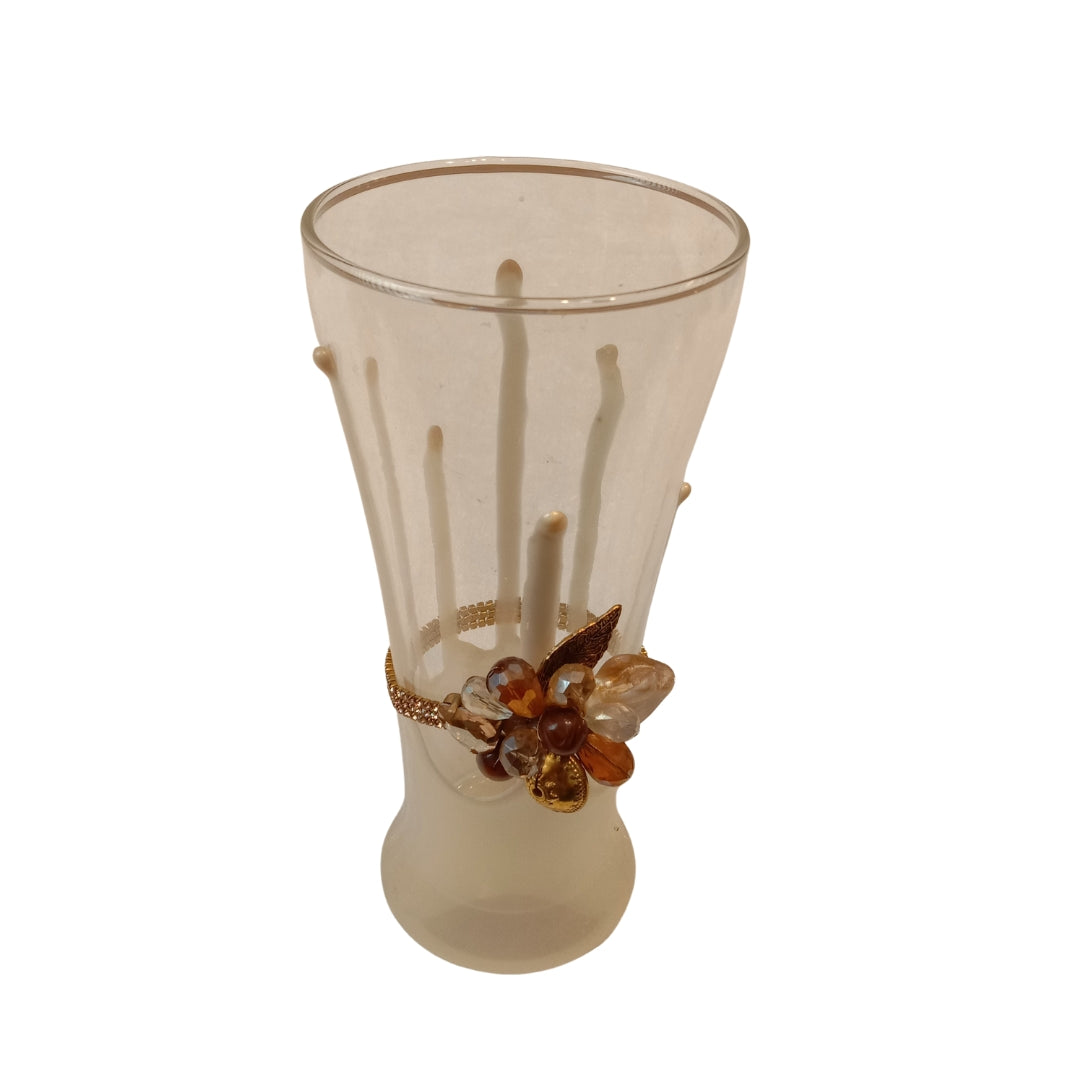 Cone Shape White Resin Mocktail Filigree Tall Glass Set of 3
