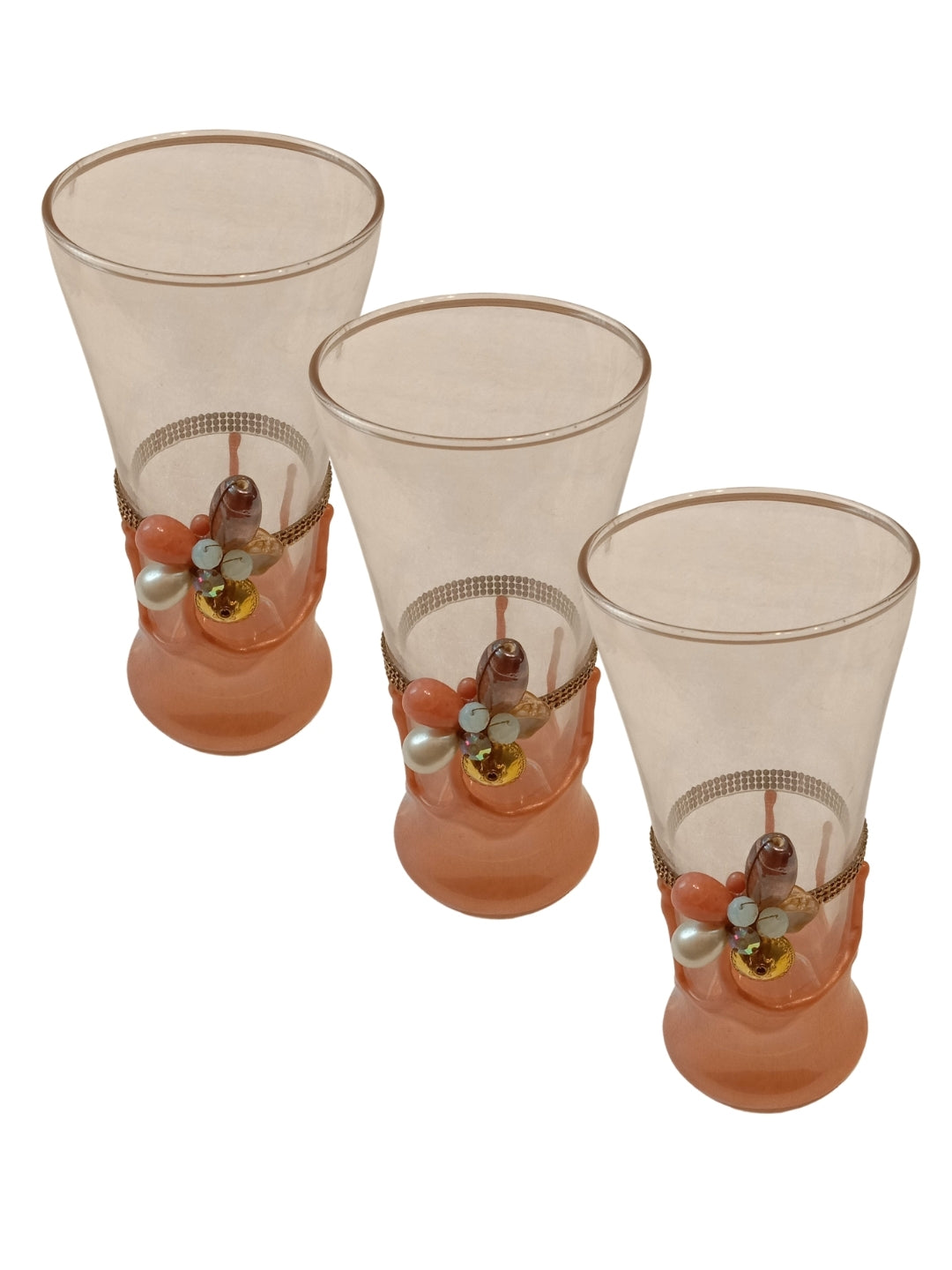 Peach Resin Mocktail Filigree Tall Glass Set of 4