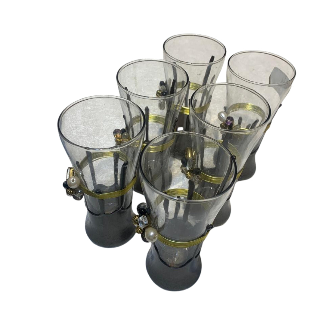 Grey Resin Mocktail Filigree Tall Glass Set of 6