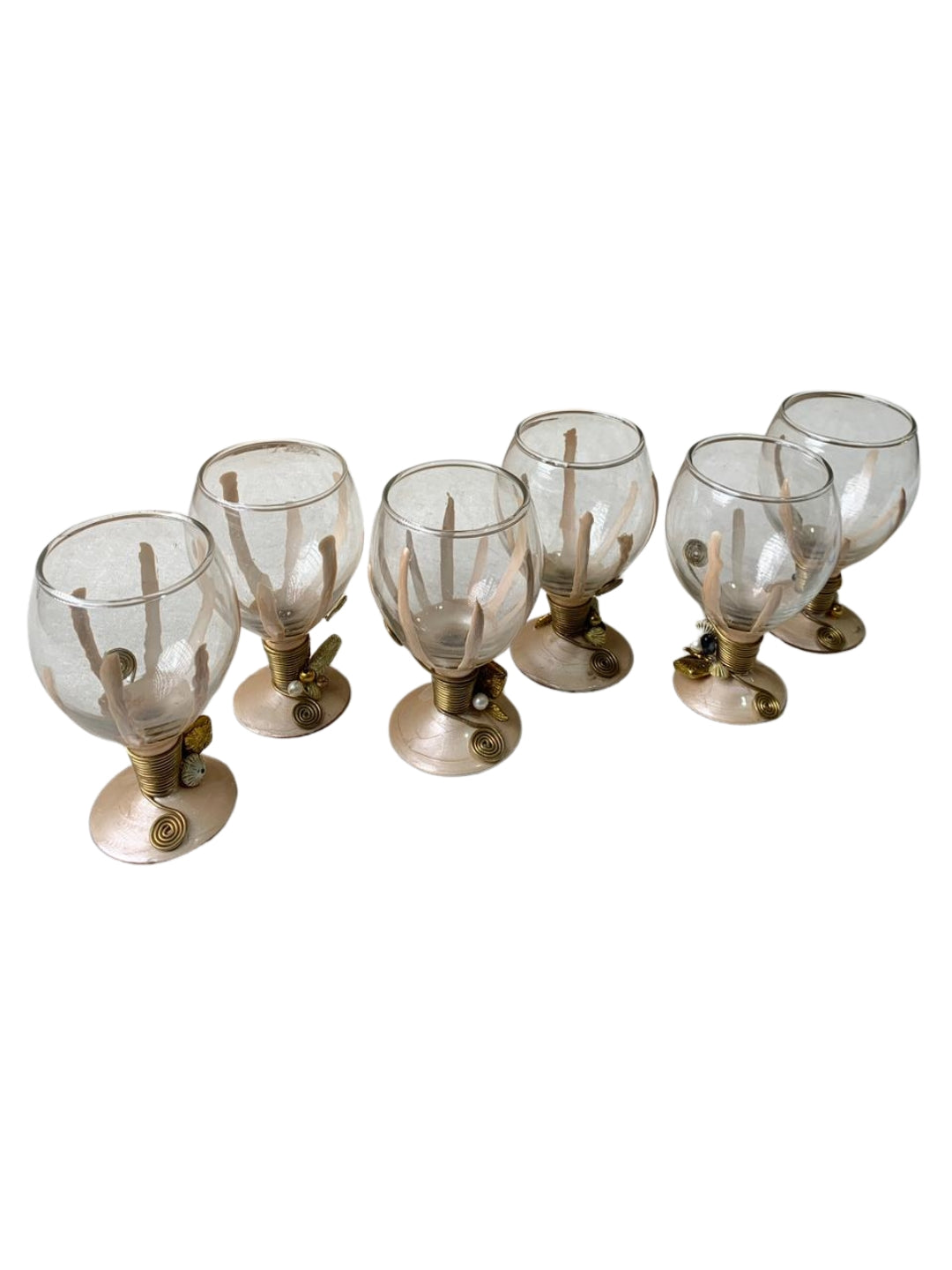 Ivory Resin Mocktail Filigree Glass Set of 6
