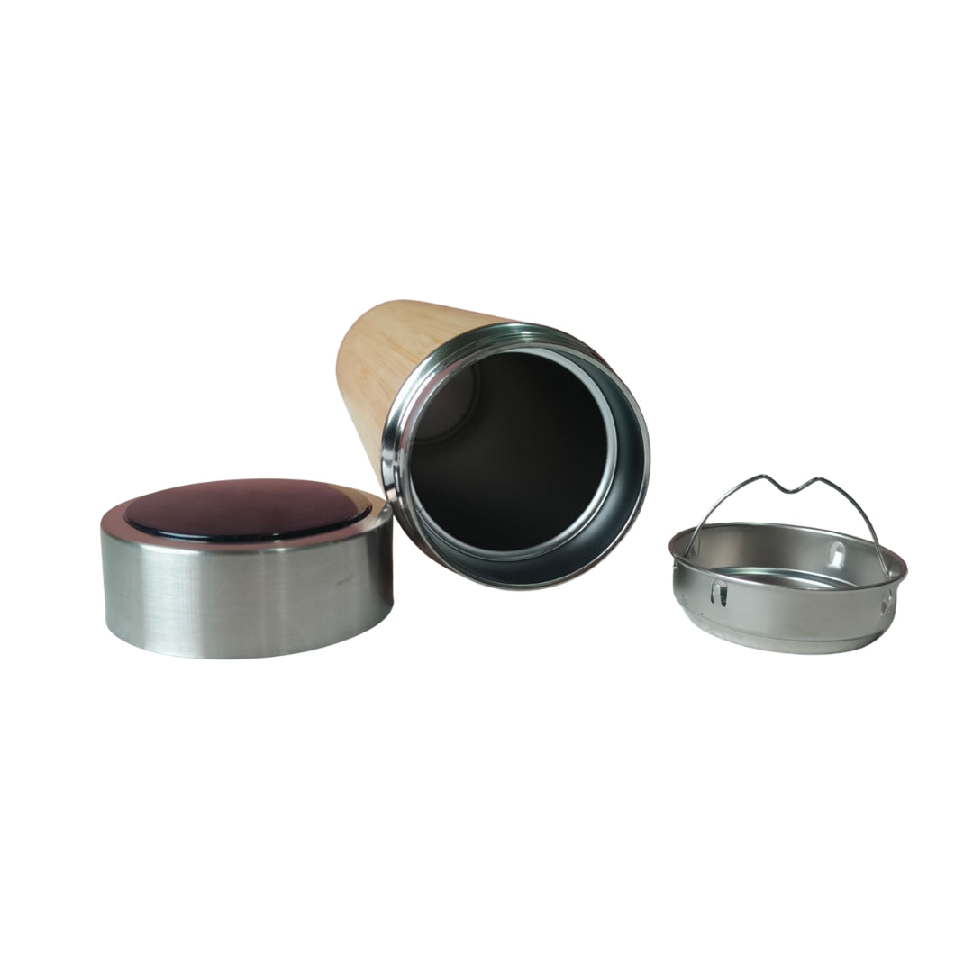 Bamboo Stainless Steel Bottle With Temperature Measure(750ml)