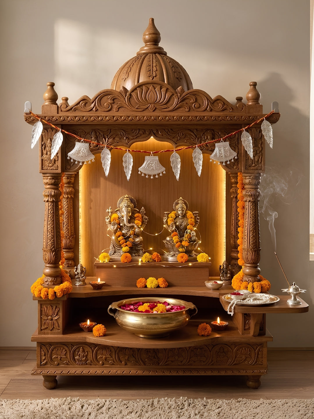 german silver shubh labh toran with red moli
