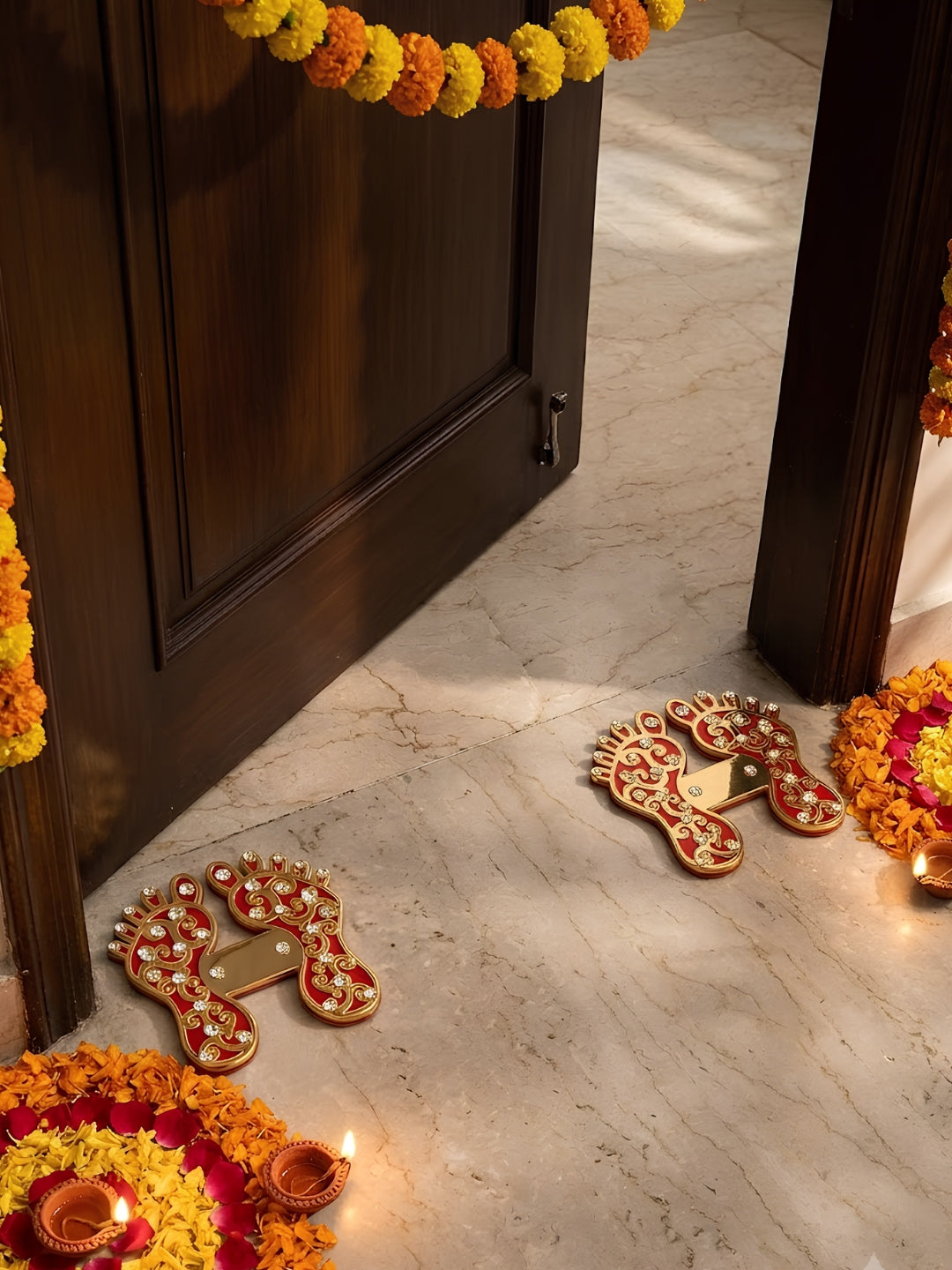 Acrylic cutout shubh labh swastik & laxmi charan-set of 5