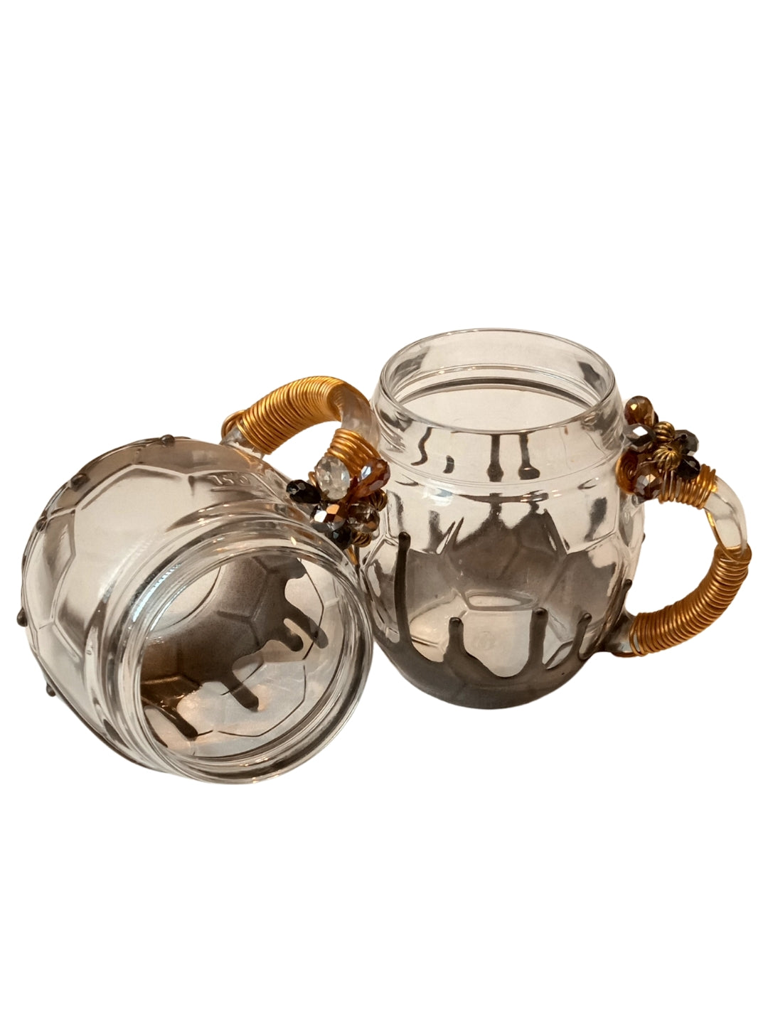 Grey Resin Football Filigree Cup Set of 4