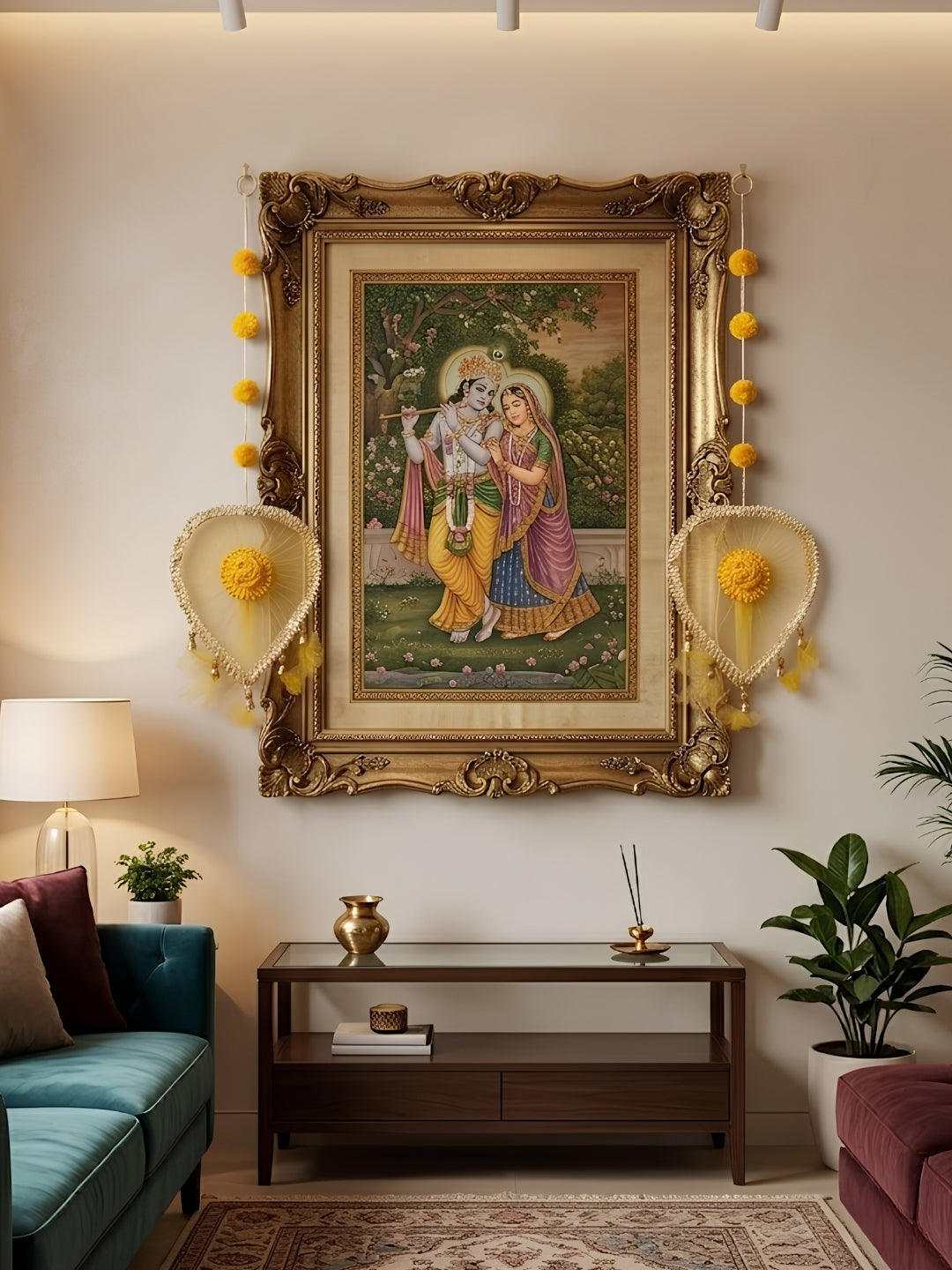 Yellow Floral Heart-Shaped Festive Hangings