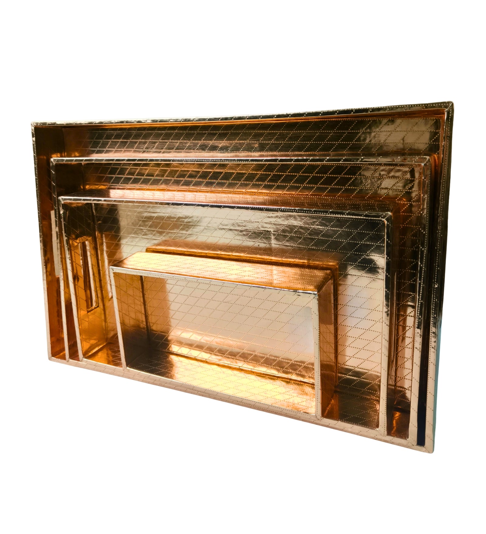 Copper With Pattern Tray (Set Of 4)
