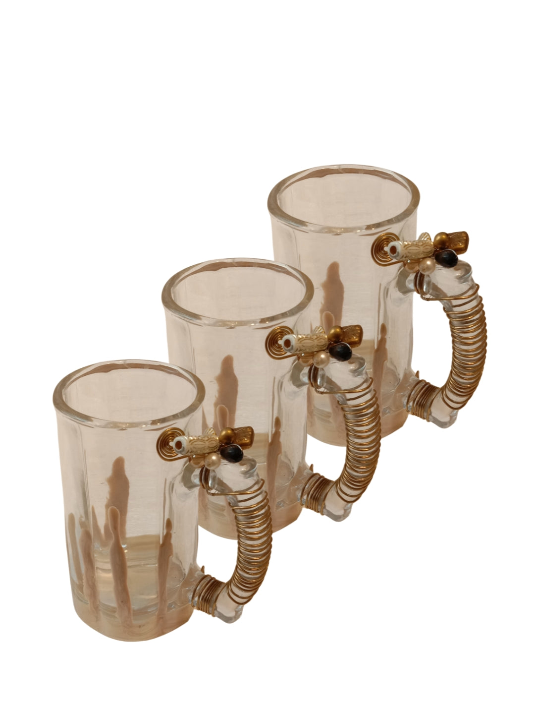 White Resin Filigree Beer Mugs Set of 3