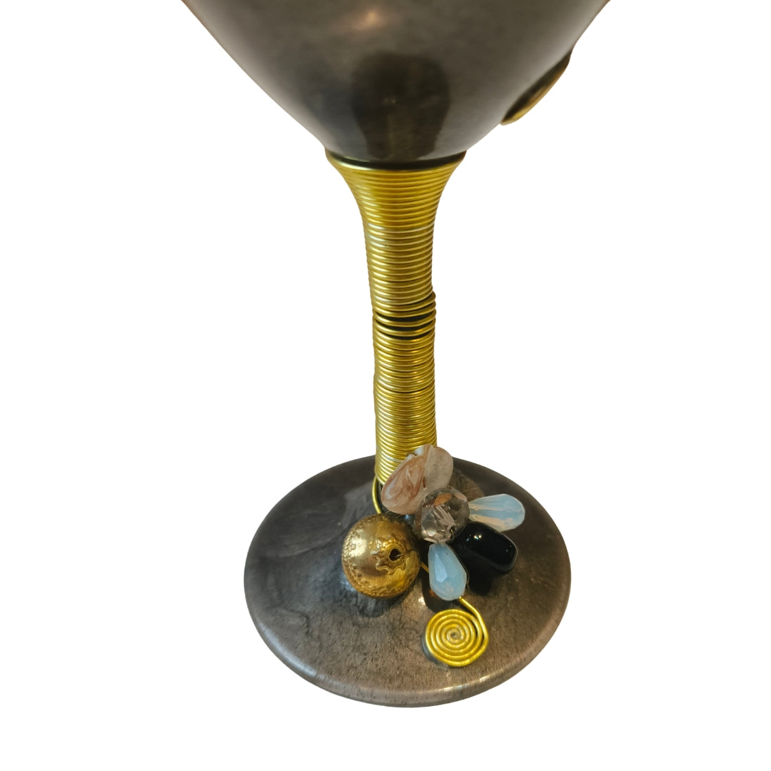 Grey Resin Champagne Filigree Glass Set of 5