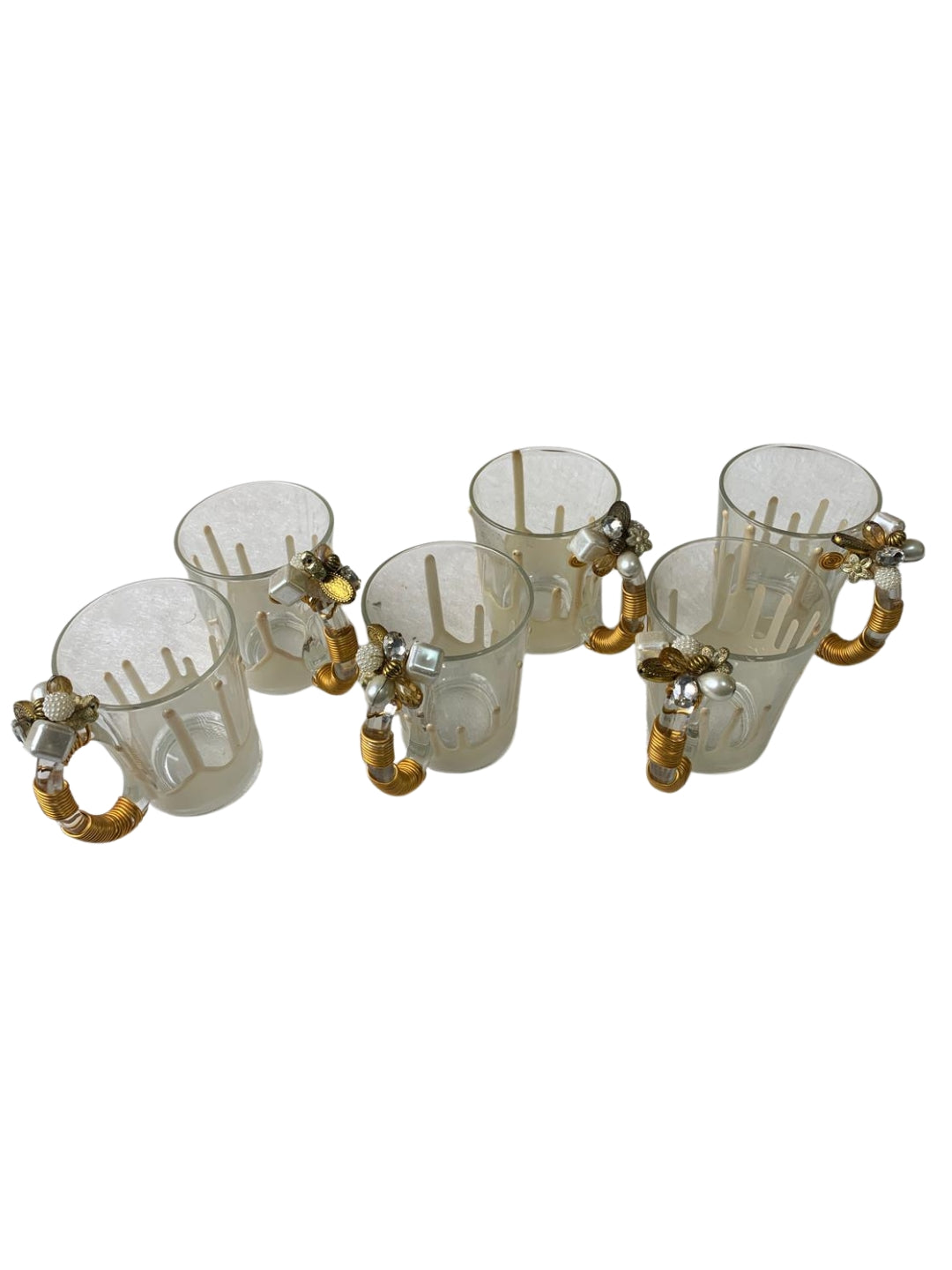 White Resin Coffee Filigree Cup Set of 6