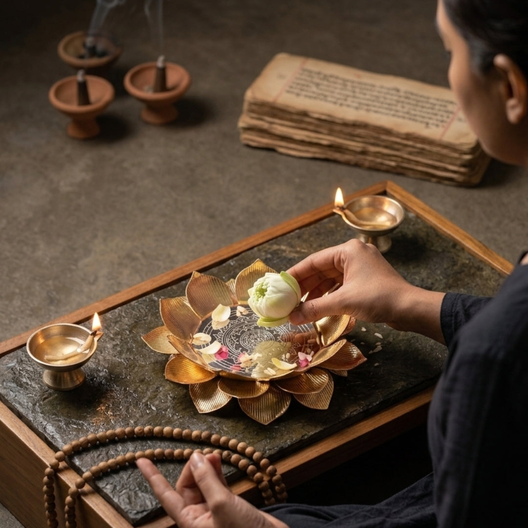 Gold & Silver Plated Lotus Singhasan with Lacquer Finish | Divine Festive Gift Box