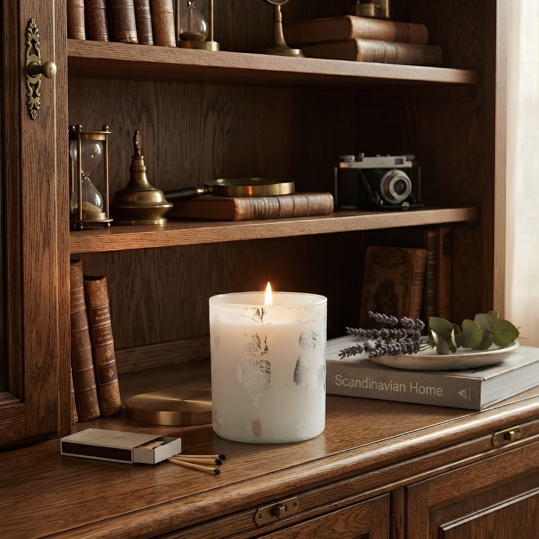 Silver Foil Finish Glass Jar Scented Candles - Sinlge pc