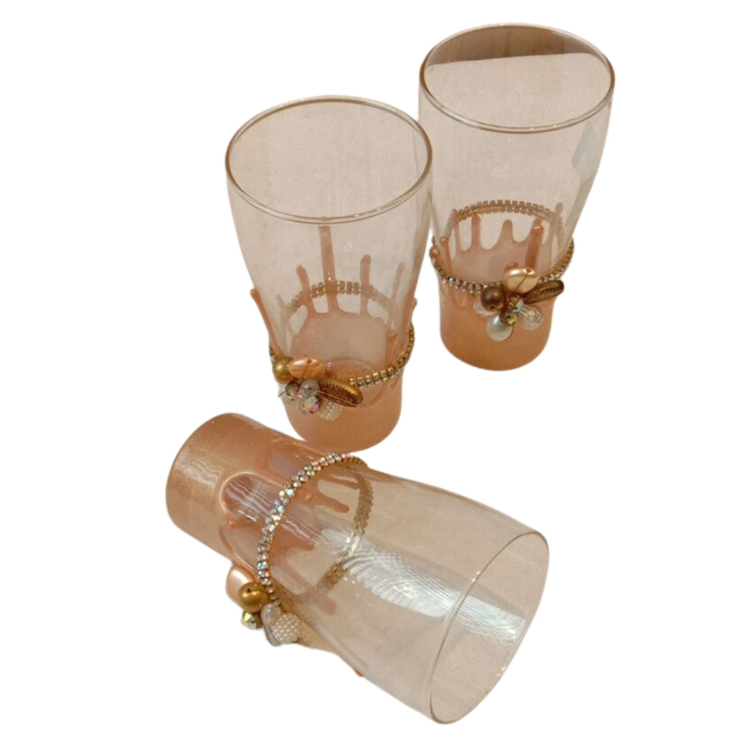 Gold Resin Mocktail Filigree Tall Glass Set of 5