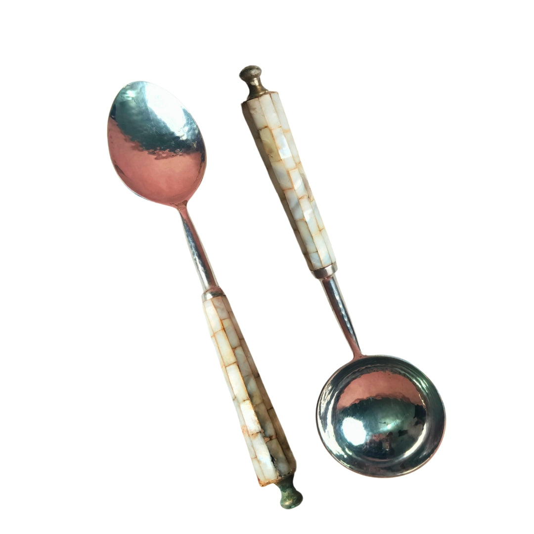 Serving Set Of 2 - White Mother Of Pearl