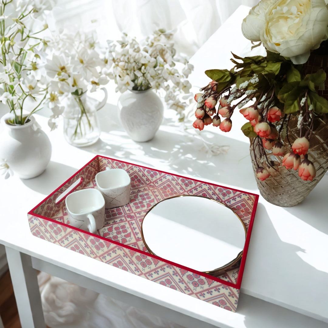 Large Pink Eiffel Print With Enamel Tray