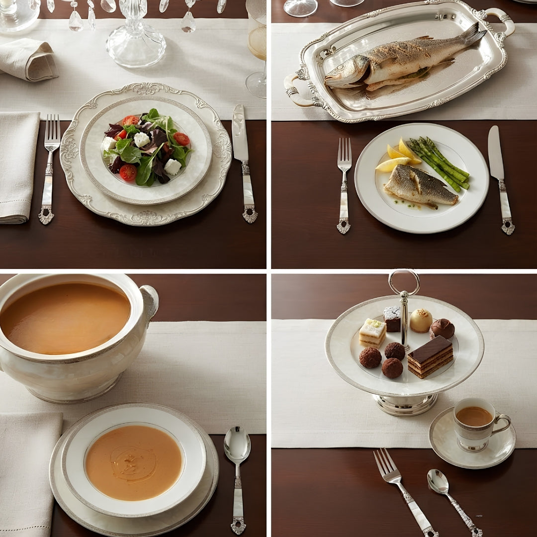 24 Pcs Mother of Pearl Stainless Steel Cutlery Set with Velvet Box