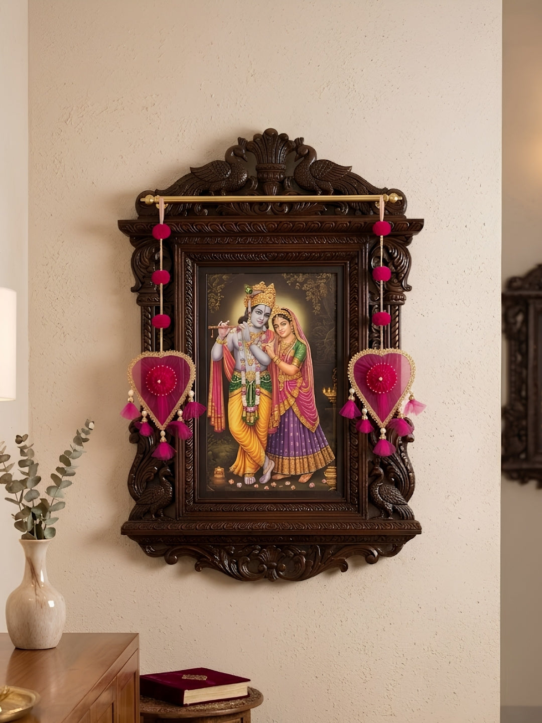 Small Pink Floral Heart-Shaped Festive Hangings
