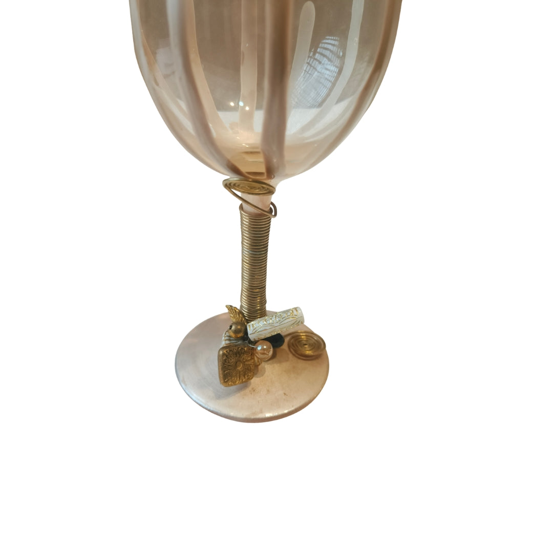 Ivory Resin Wine Filigree Glass Set of 6