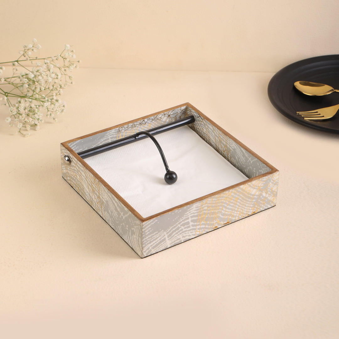 Square Tissue Holder - Grey Line Spiral Collection