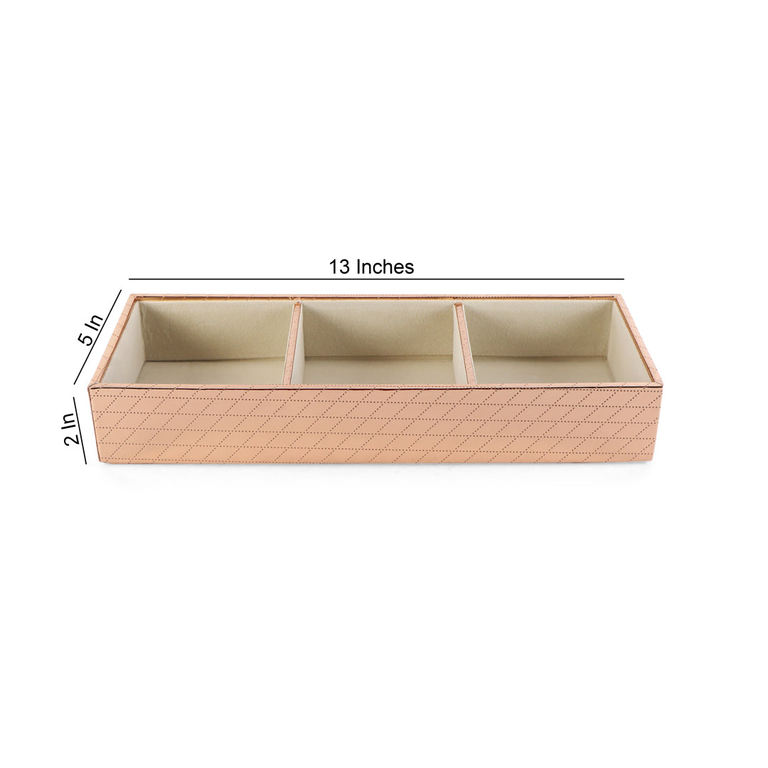 Leatherette Jewellery Tray 3 Partition - Copper