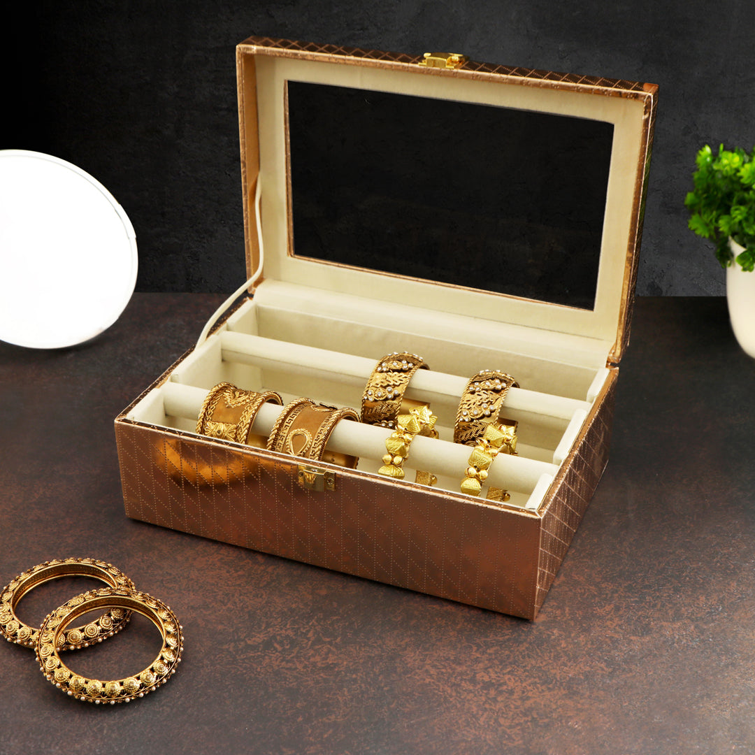 Wooden Latest Bangle Box Kuber Industries Gold-Toned Embossed