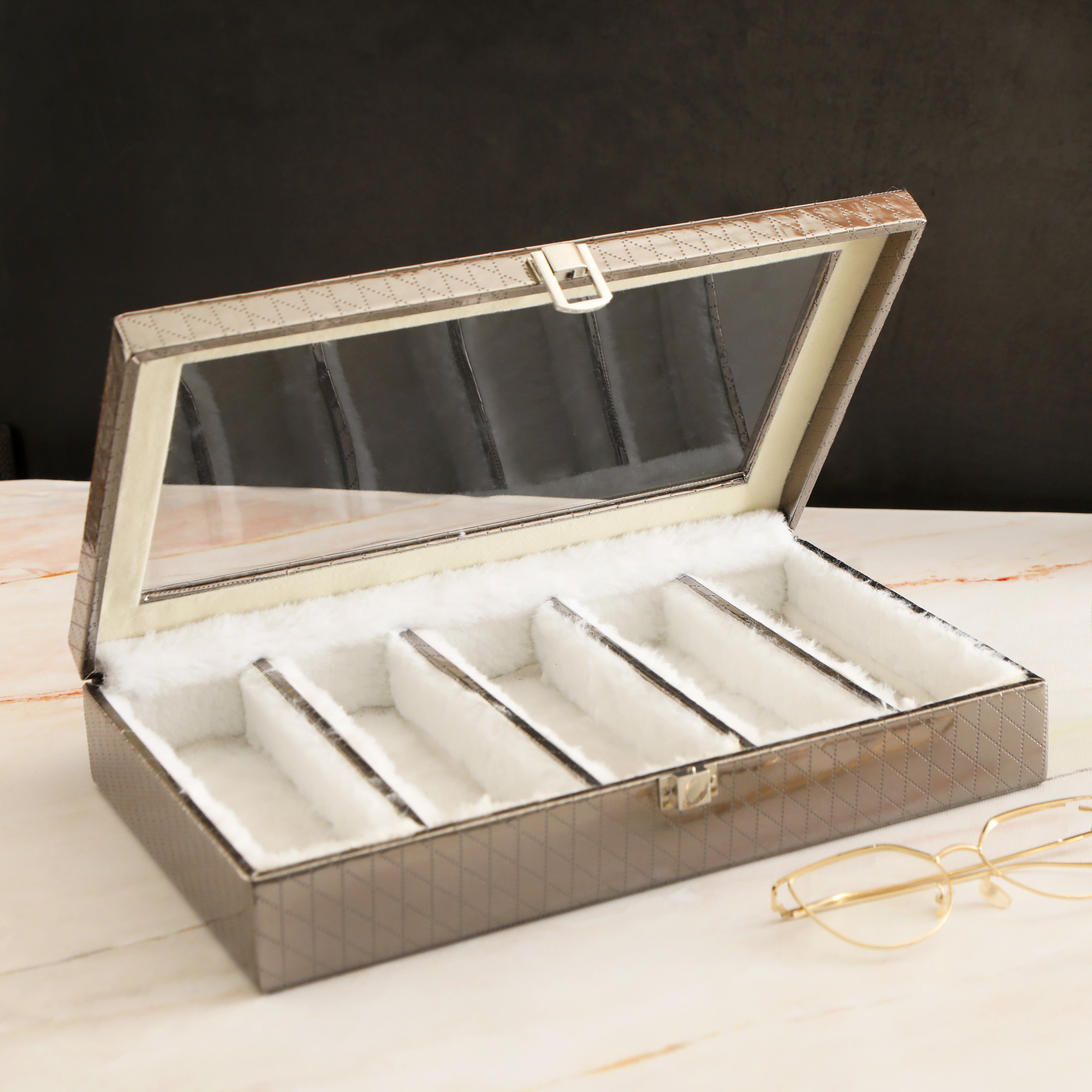 Leatherette Sunglasses Box - Silver