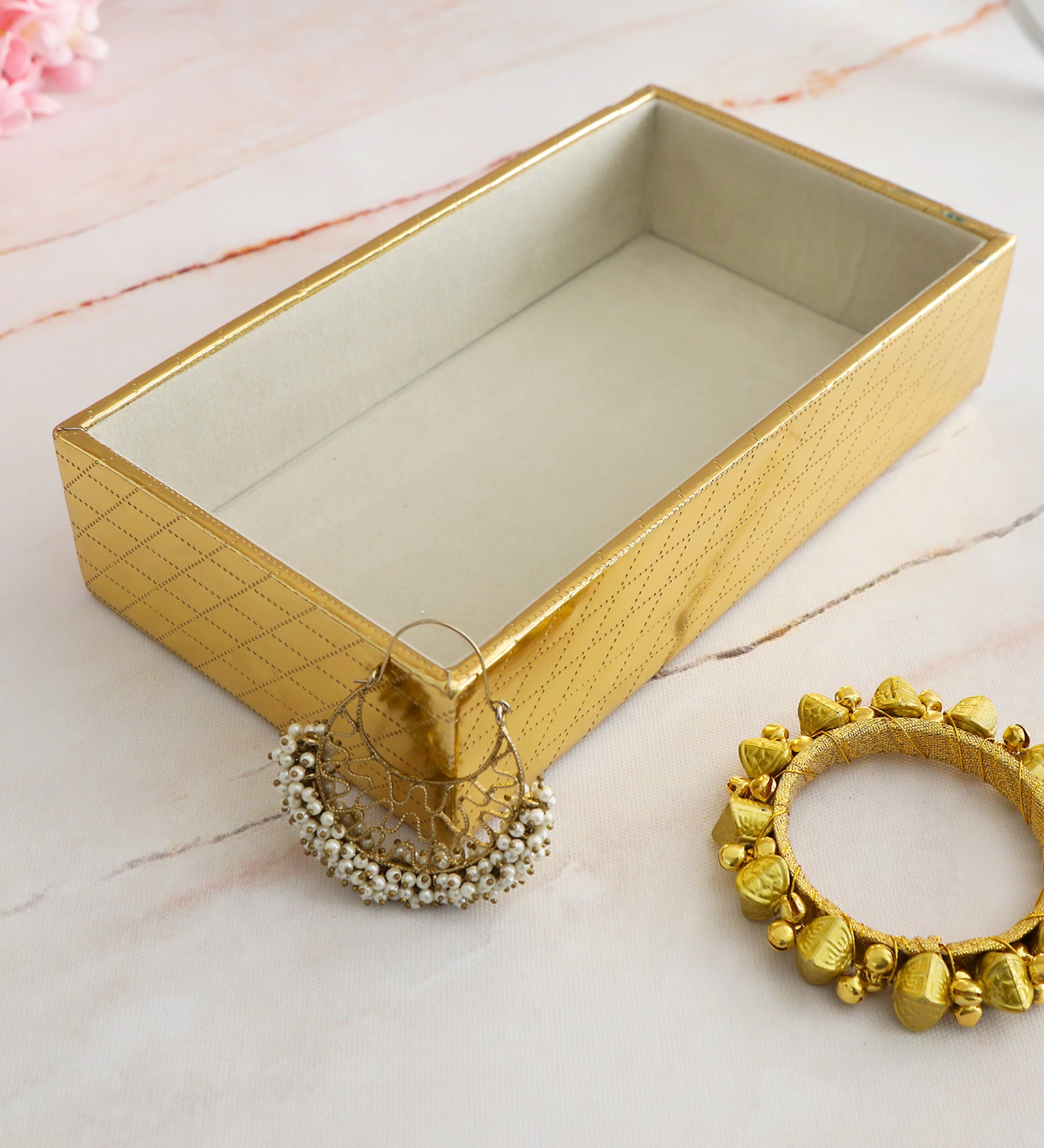 Leatherette Jewellery Tray - Gold