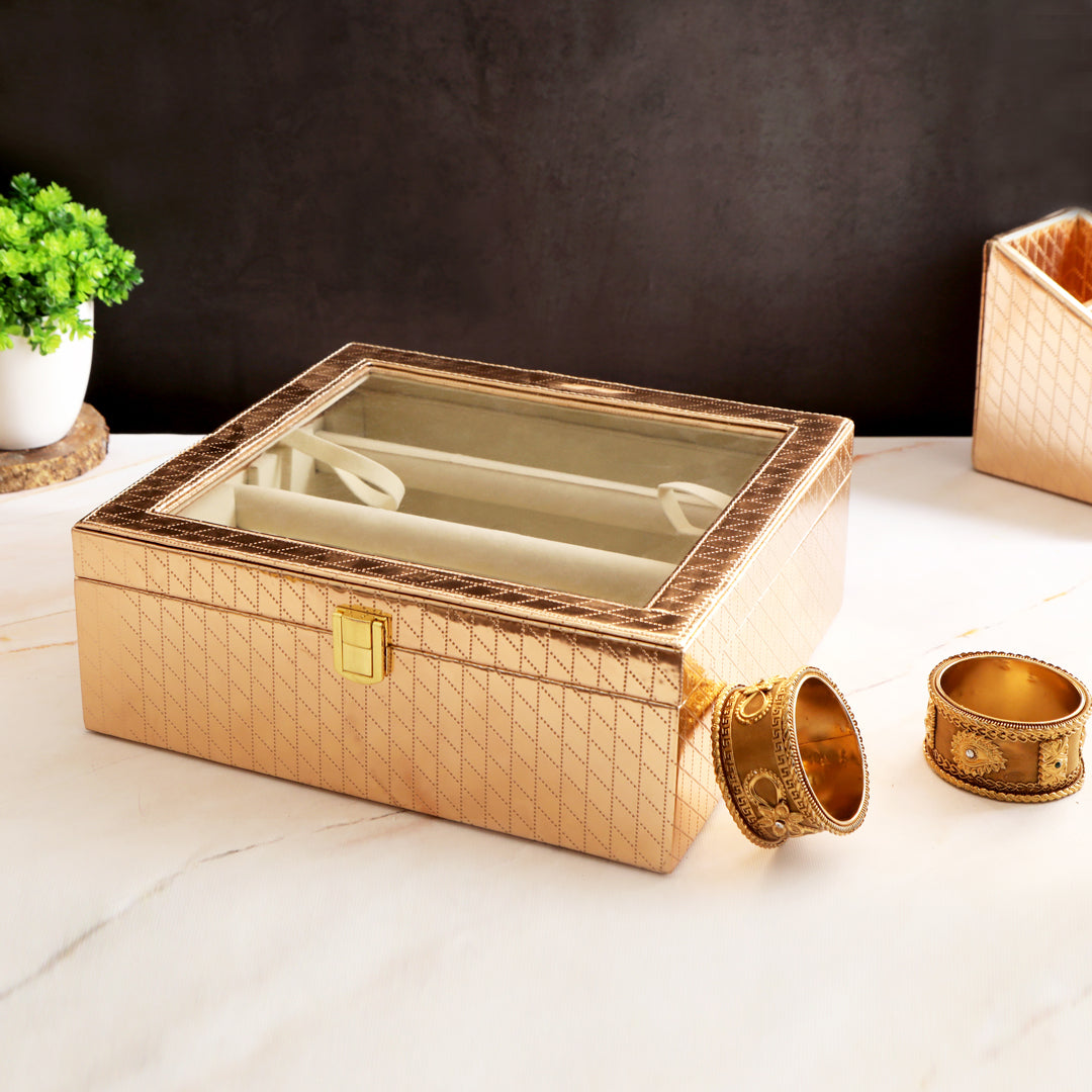 Leatherette 3 Rod- Copper Bangle Box