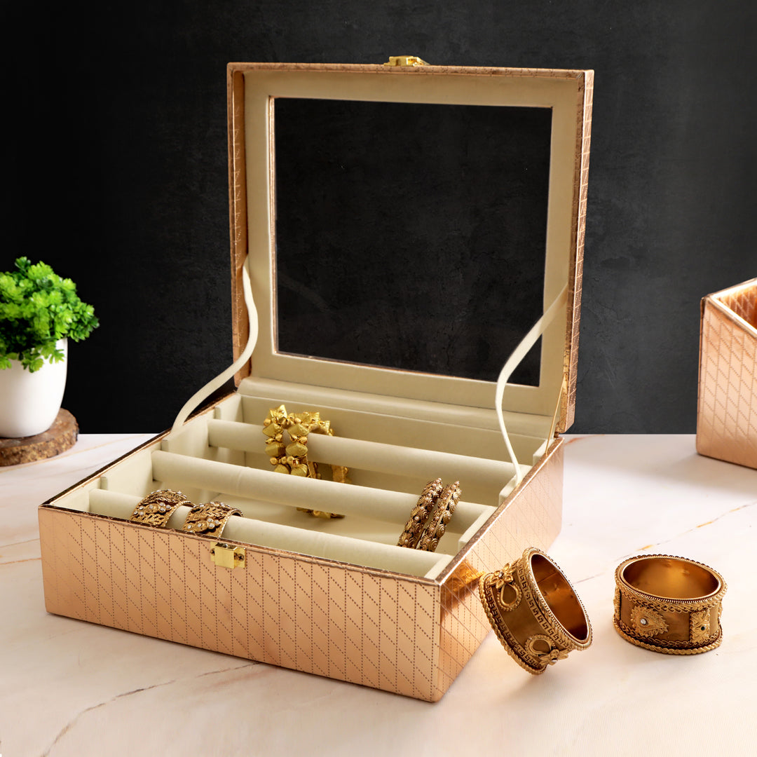 Leatherette 3 Rod- Copper Bangle Box