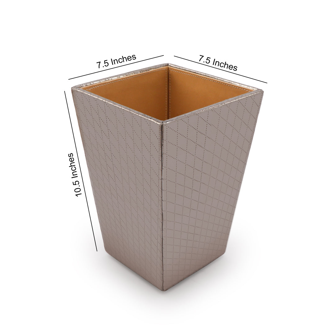 Silver Metallic Leatherette Dustbin
