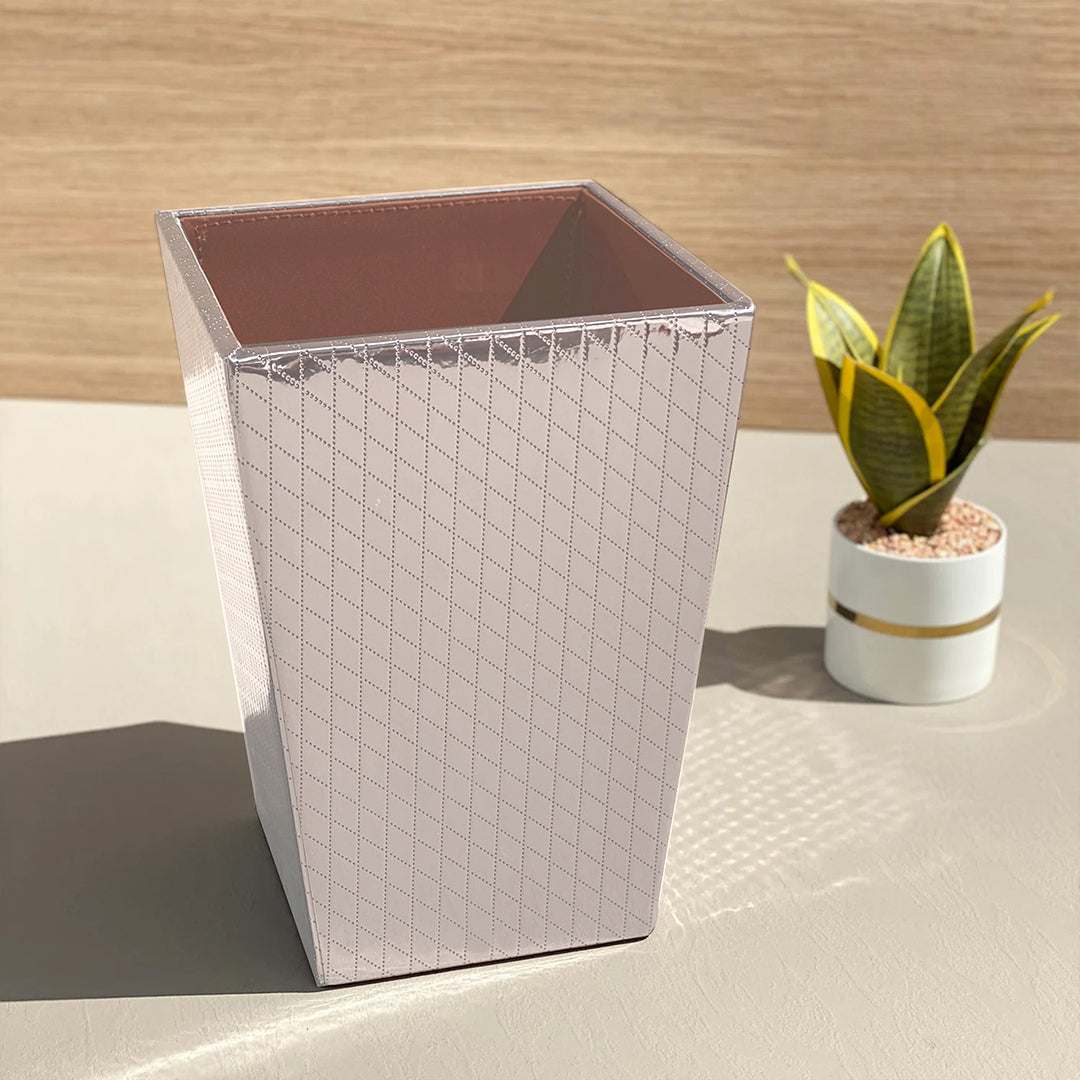 Silver Metallic Leatherette Dustbin