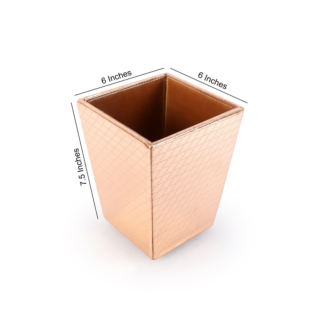 Dustbin Copper Burberry Leatherette Dustbin for Home Office