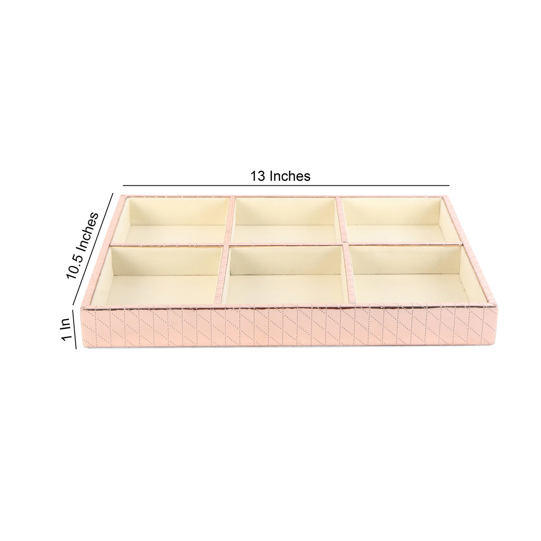 Leatherette Jewellery Tray 6 Partition - Copper