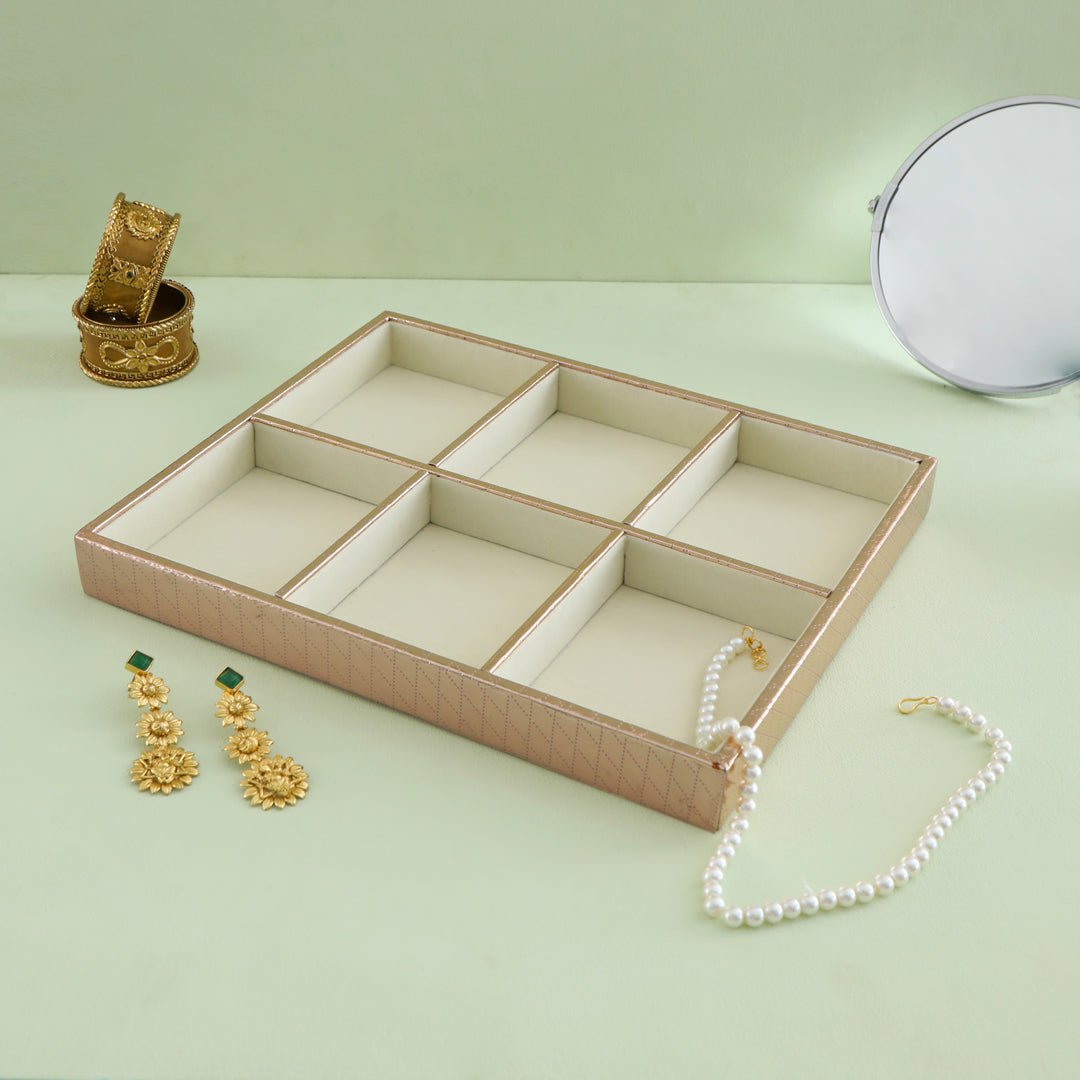 Leatherette Jewellery Tray 6 Partition - Copper