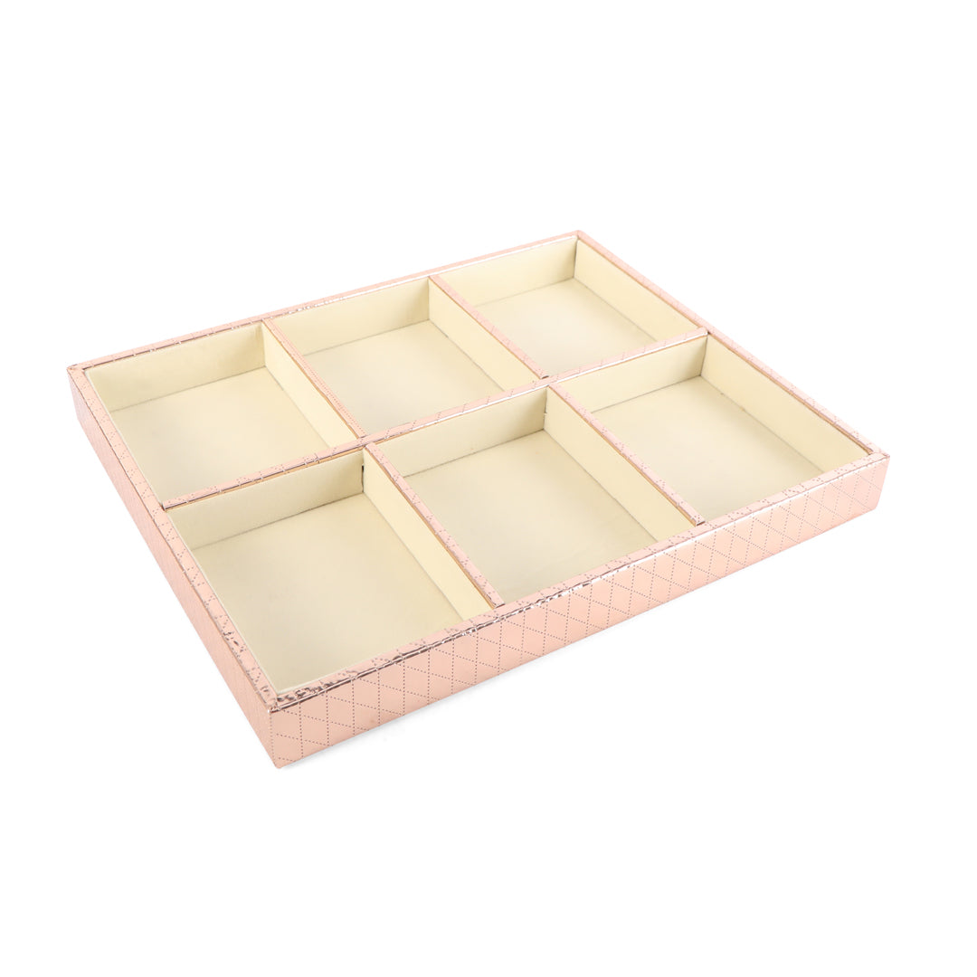 Leatherette Jewellery Tray 6 Partition - Copper