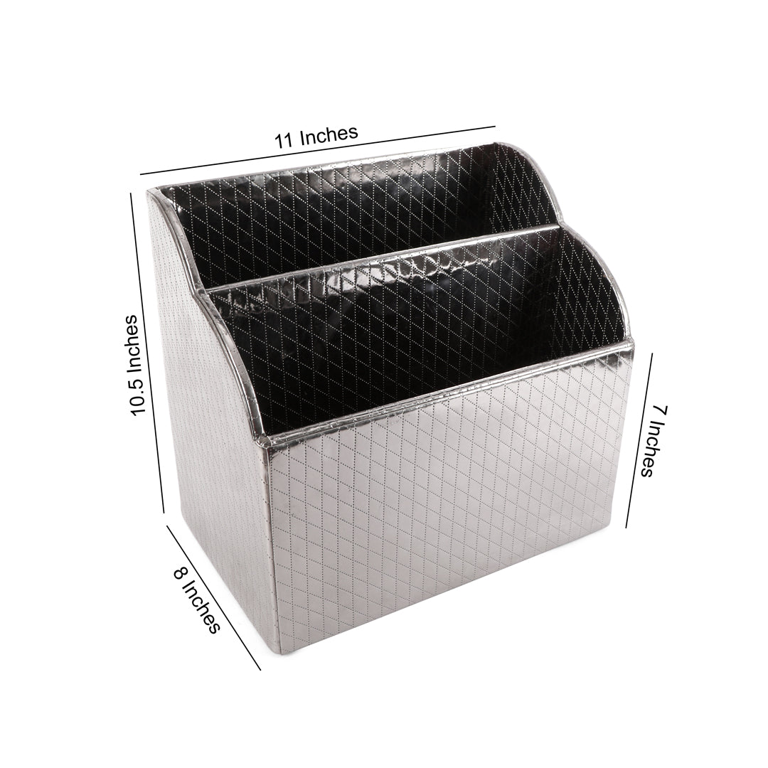Leatherette Magazine Holder - Silver