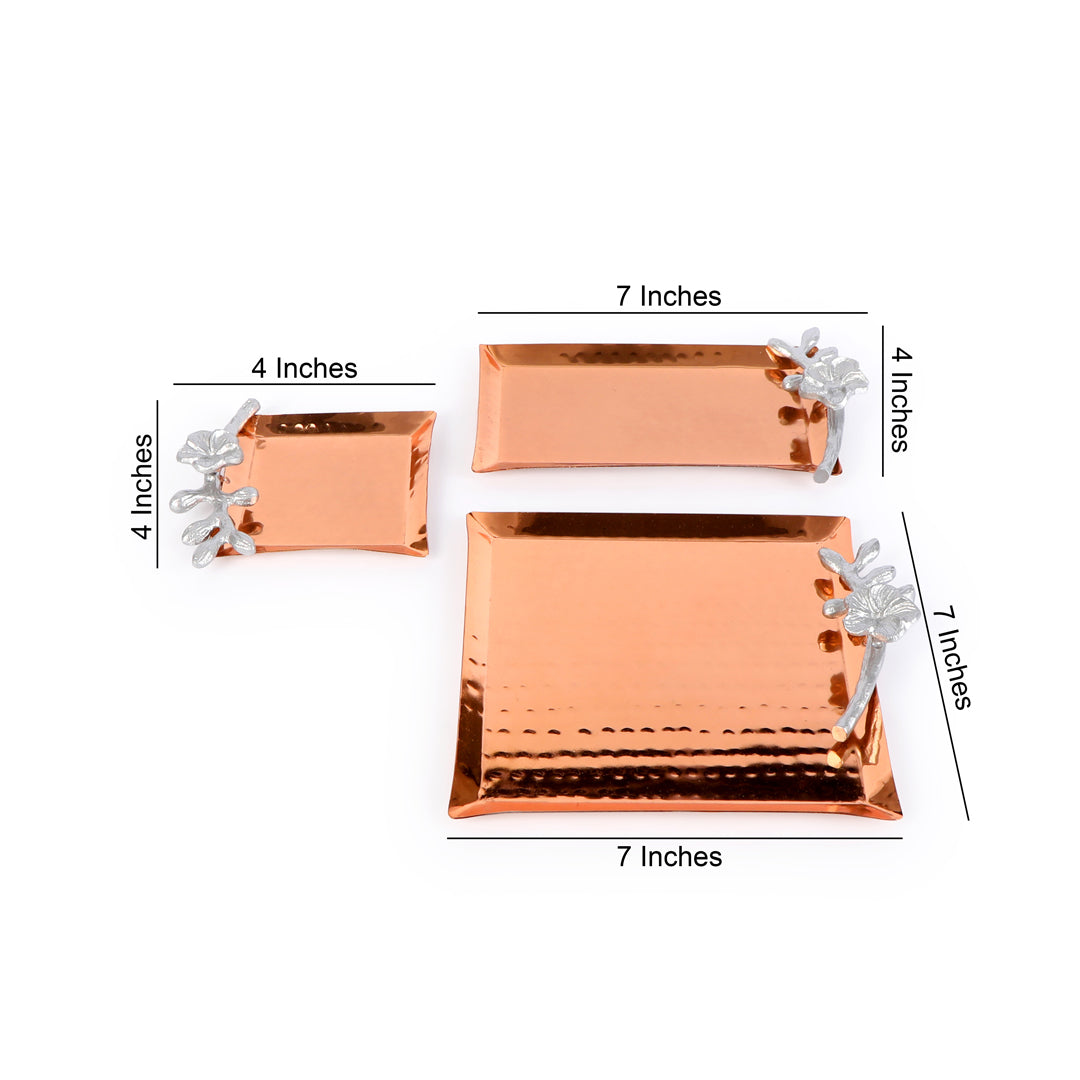 Copper Plated Stainless Steel Square Platter Set of 3